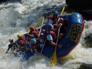 Some people rafting with great vigor.